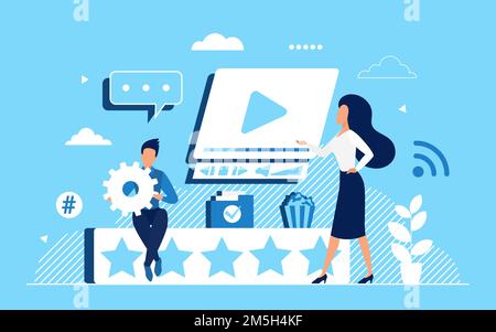 Video rate feedback concept with tiny customer characters Stock Vector