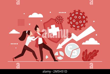 Business people fight coronavirus with shield concept Stock Vector