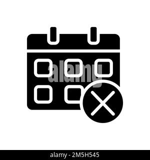 Decline event in calendar black glyph icon Stock Vector