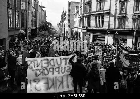 Image showing a cost of living crisis rally in Glasgow following CWU and RMT picket line Stock Photo