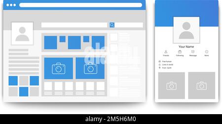 Social network web and mobile page browser. Concept of Social page interface vector illustration Stock Vector