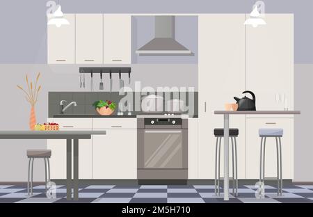 Comfortable modern design kitchen interior Stock Vector