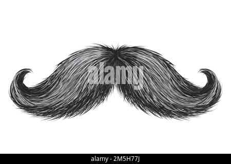 Hand drawn realistic vector vintage retro mustache isolated Stock Vector