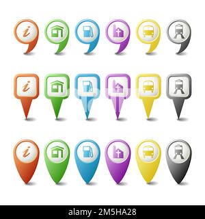Vector set 3D pointers for map and web Stock Vector
