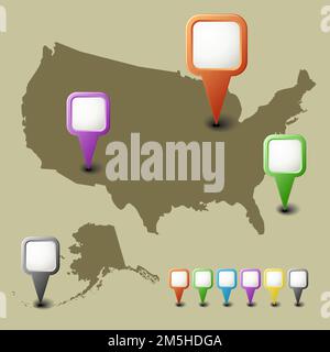 USA Map with Pointers vector Stock Vector