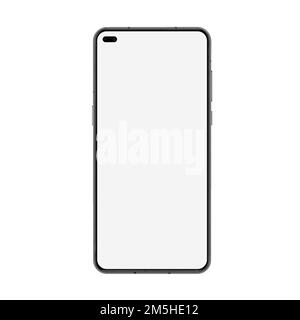 Phone mockup vector illustration. Modern realistic 3d blank smartphone, cellphone mobile template screen for infographics or presentation UI design di Stock Vector