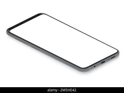 Realistic isometric black frameless smartphone mockup perspective view vector illustration Stock Vector