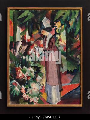 August Macke (1887-1914), Walk among Flowers, 1912. Spaziergang in Blumen. Alte Nationalgalerie, Berlin.   Oil on canvas Stock Photo