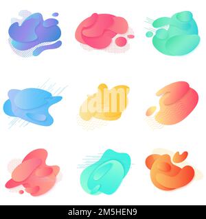 Color abstract liquid modern gradient shape, fluid bright color splashes. Vector creative color splash shapes design vector illustration Stock Vector