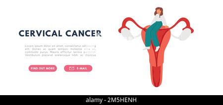 Cervical cancer concept. Disease symptom. HPV infection development. Flat vector illustration Stock Vector