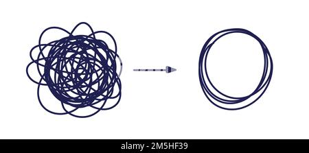 Anxious thoughts due to stress, anxiety. Psychological disorder. Mental health concept. Flat vector illustration Stock Vector