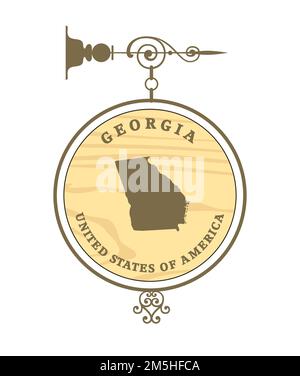 Vintage label with map of Georgia, vector Stock Vector