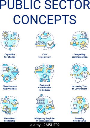 Public sector concept icons set Stock Vector