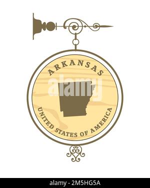 Vintage label with map of Arkansas, vector Stock Vector
