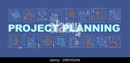 Project planning word concepts dark blue banner Stock Vector