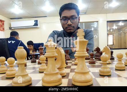 International Master Mohammad Fahad Rahman takes part in the Bangabandhu 47th National Chess championship held at Bangladesh Chess Federation in Dhaka Stock Photo