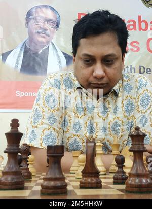 Grand Master Hossain Enamul takes part in the Bangabandhu 47th National Chess championship held at Bangladesh Chess Federation in Dhaka, Bangladesh. Stock Photo