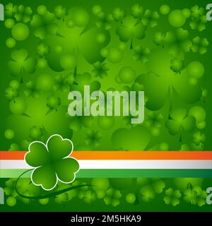 Clover leaf on flag element background for happy St. Patricks Day Stock Vector