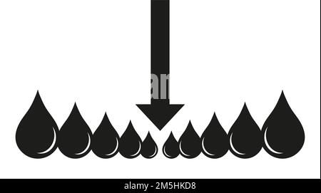 concept falling oil prices, black arrow, and drops oil Stock Vector