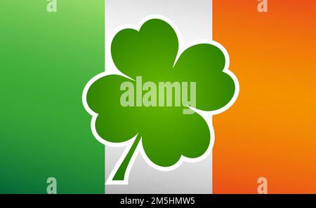 Clover leaf on flag element background for happy St. Patricks Day Stock Vector