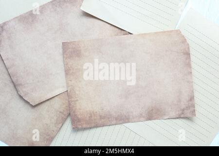 top view of Old Paper texture on black background  Stock Photo