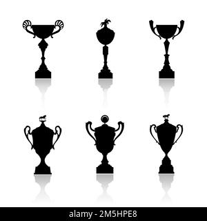 Sports trophies and awards silhouettes Stock Vector