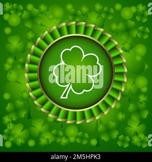 Clover leaf on green background for happy St. Patricks Day Stock Vector