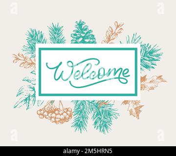 Welcome - calligraphic inscription with smooth lines Stock Vector