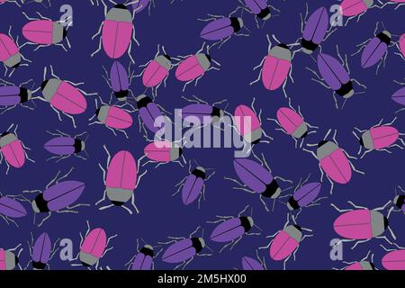 Color Bugs Illustration Seamless Pattern Stock Vector