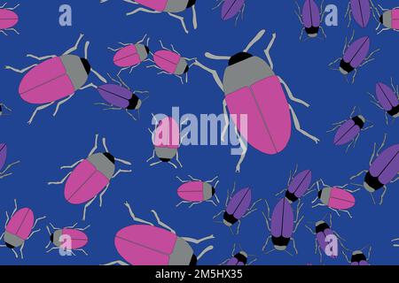 Color Bugs Illustration Seamless Pattern Stock Vector
