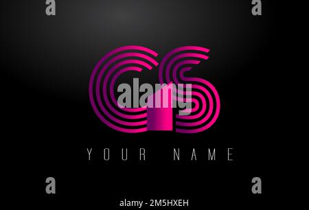 GS Magenta Lines Letter Logo. Creative Line Letters Design Vector Template. Stock Vector