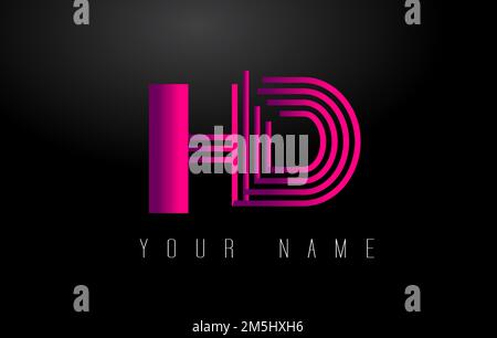 HD Magenta Lines Letter Logo. Creative Line Letters Design Vector Template. Stock Vector
