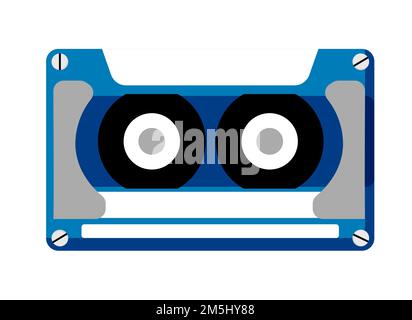 Cassette in the style of the 90s. Audiocassette for tape recorder. Vector isolated illustration on a white background Stock Vector