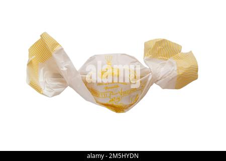 Amaretti Virginia biscuit isolated on white background - Sicillian lemon soft amaretti Stock Photo