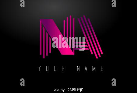 NA Magenta Lines Letter Logo. Creative Line Letters Design Vector Template. Stock Vector