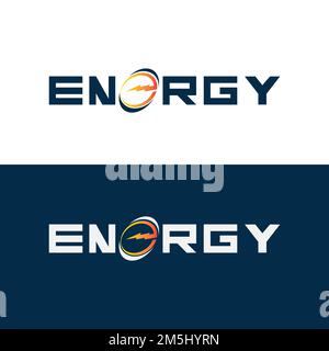 Energy text font dynamic logo with lightning  - modern energy logo Stock Vector