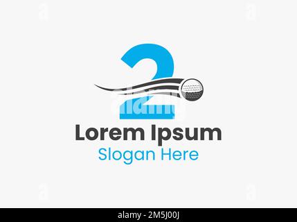 Letter 2 Golf Logo Concept With Moving Golf Ball Icon. Hockey Sports Logotype Template Stock Vector