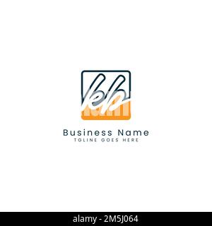 K B KB Initial letter handwritten and signature vector image template in square shape logo Stock Vector