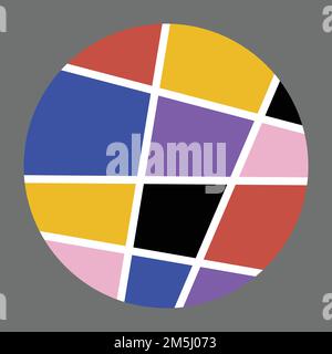 Minimalistic geometric shapes and figures. Puzzle circle design for logo in multi colors Stock Vector