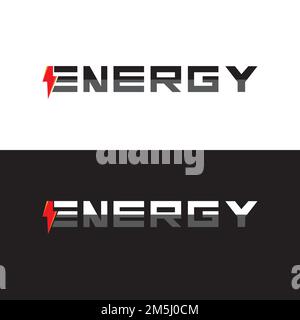 Energy text font dynamic logo with lightning  - modern energy logo Stock Vector