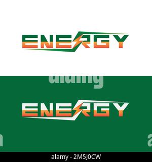 Energy text font dynamic logo with lightning  - modern energy logo Stock Vector