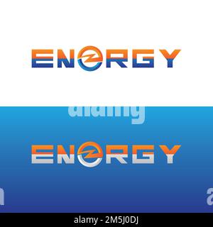 Energy text font dynamic logo with lightning  - modern energy logo Stock Vector