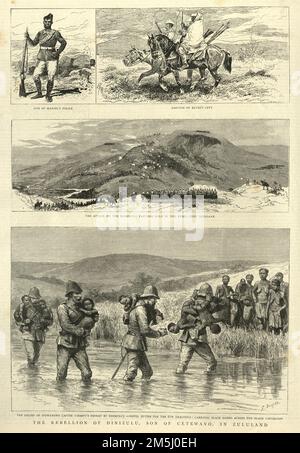 Vintage illustration Rebellion of Dinuzulu kaCetshwayo son of Cetshwayo in Zululand, 1888, 19th Century Stock Photo