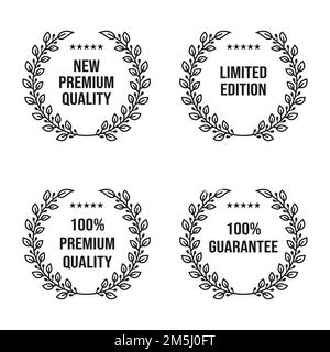 Set of Laurel Leaf for New Premium quality,Limited edition,100% Premium Quality,100% Guarantee. Badge Emblem Label Design Vector Stock Vector