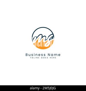 M S MS Initial letter handwritten and signature vector image template in round shape logo Stock Vector
