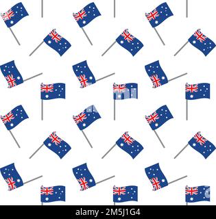 Vector seamless pattern of flat Australian flag isolated on white background Stock Vector