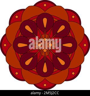 Mandala, round geometric pattern in shades of red Stock Vector