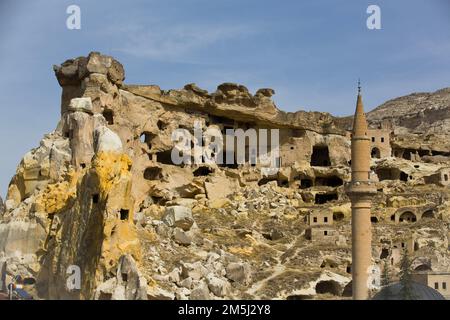 Cave Houses, Cavusin, Cappadocia Region, Nevsehir Province, Turkey Stock Photo