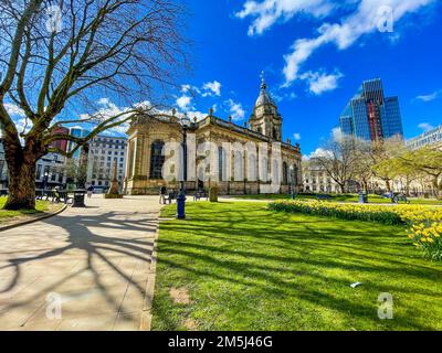 The view of St. Philip's Cathedral in Birmingham, England, UK. Stock Photo