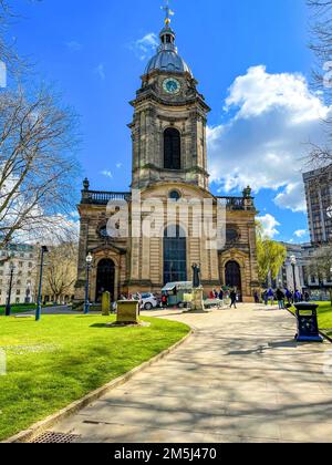 A vertical shot of St. Philip's Cathedral in Birmingham, England, UK. Stock Photo